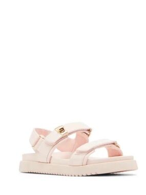 Steve Madden Girls Blush Pink Strappy Sandals with Gold Accent